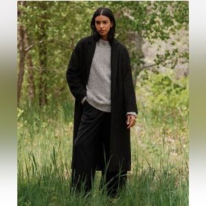 JENNI KAYNE Black Jacquard Overcoat Long Coat XS 2 CURRENT